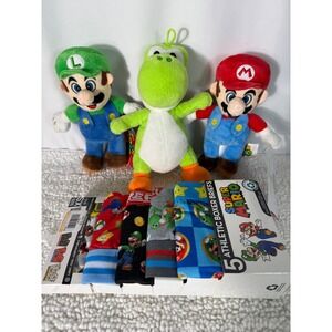 Super Mario Bros Boys Boxer Briefs XS (4-5) Underwear New and‎ 3 Plushie Bundle